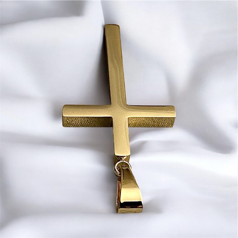 Gold Plated 18K Stainless Steel Men’s 1.54” x 0.98” Cross - Picture 6 of 6